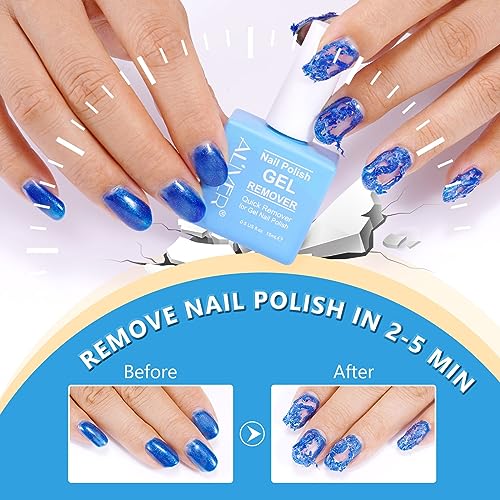 Gel Nail Polish Remover 15ml with Nail File & Nail Polish Scraper, Professional Gel Remover for Nails, Easily & Quickly Remove Nail Polish in 3-5