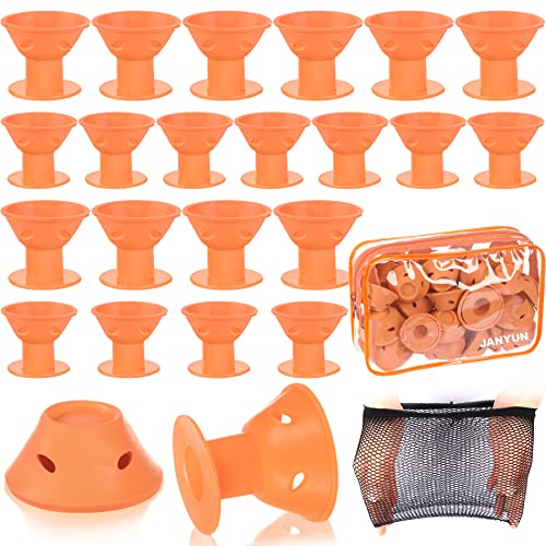 JANYUN 40 Pcs Pink Magic Hair Rollers 20 Pcs Large and 20 Pcs Small Silicone Curlers No Heat Hair Curlers for Women Girls Long Short Hair (Pink)