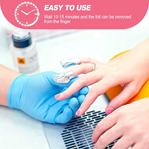 Qufiiry 100 Pcs Foil Nail Wraps, Nail Foils for Gel Nails, with Pre-attached Lint-Free Cotton Pads, Nail Foil Aluminium Wraps Remover for Fast &