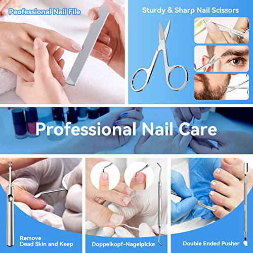 INXEN Toenail Clippers for Thick or Ingrown Nails, 7Pcs Professional Nail Clippers Manicure Set, Podiatrist Toenail Nippers, Stainless Steel Soft