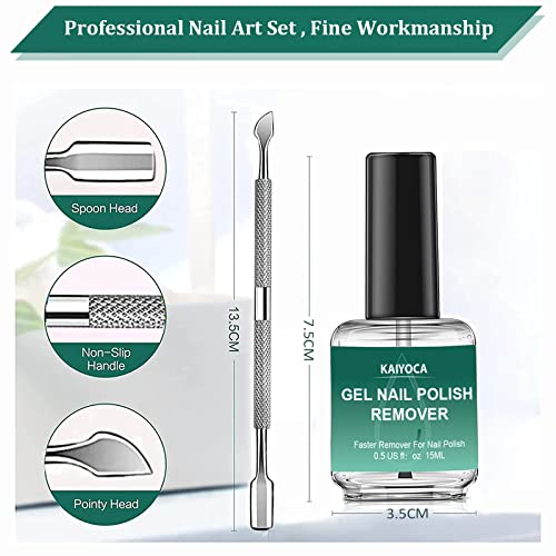 Gel Nail Polish Remover 2 Packs with 1 Cuticle Pusher, Quickly & Easily Remove Nail Polish in 3-5 Minutes, No Need Tin Foil & Clip and Don't Hurt