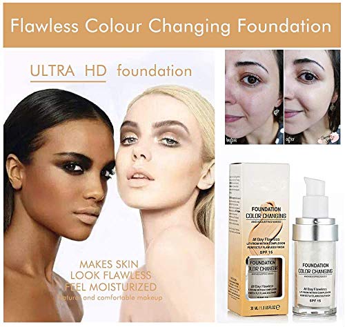 Concealer Cover, (2pack) Flawless Colour Changing Foundation Makeup, Warm Skin Tone Foundation, Base Nude Face Moisturizing Liquid Cover Conceale
