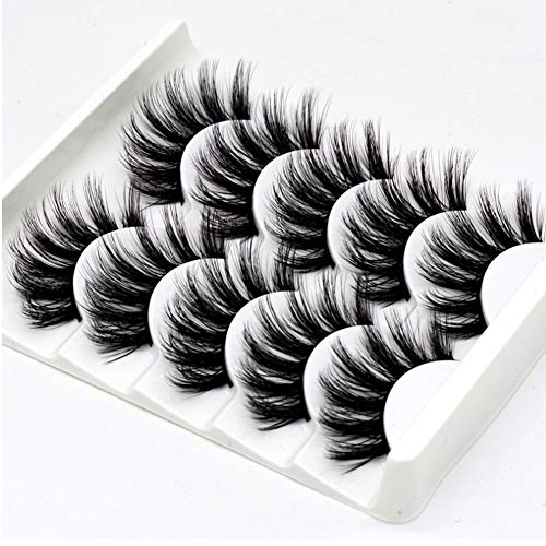 False Lashes Elocoise 5 Pairs 3D Eye Lashes Reusable Long Hand-made Faux Eyelashes for Eye Makeup (3D-47)