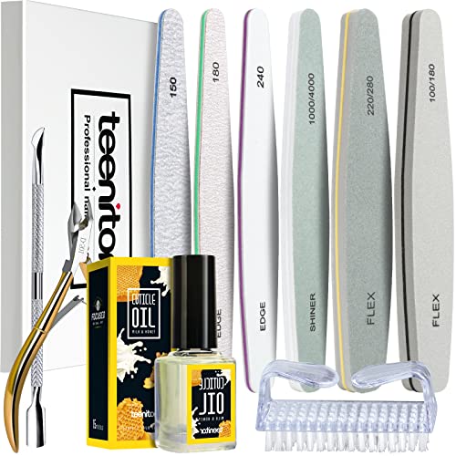 Nail File and Buffer,Teenitor Nail Care kit with Nail File Buffer, Professional Manicure Nail File Block Buffer Polish, Cuticle Nippers, Cuticle