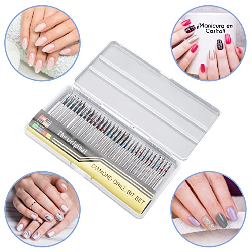 Cuticle Drill Bit, Serlium 30Pcs Professional Carbide Nail Drill Bits with Transparent Storage box for Nail Files Manicure Tools Manicure Pedicur