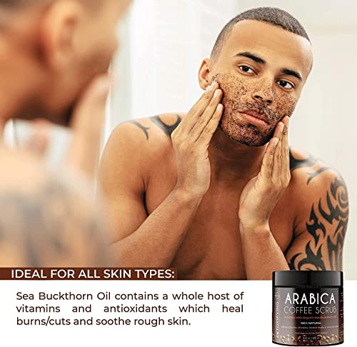 O Naturals Arabica Coffee Exfoliating Body Scrub Exfoliator - Anti Cellulite Dead Sea Salt Coffee Scrub For Face Body Legs & Foot Best Body Exfol