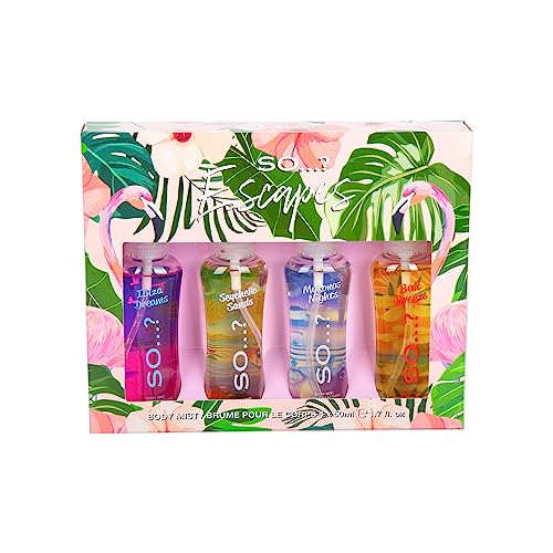 So…? Summer Escapes Womens Gift Set, Body Mist Fragrance Spray (4x50ml)
