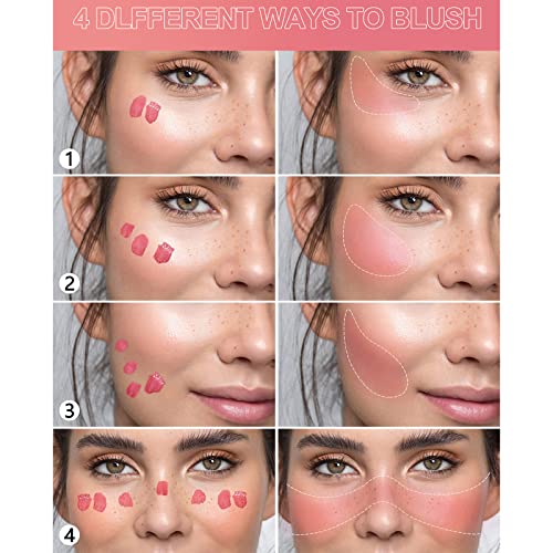 HERBENJOY Cream Blush Soft Blushers For Cheeks Make Up Skin Tint Liquid Blush For Mature Skin,Lightweight Breathable Feel,Dewy Finish Smudge Proo