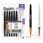 Bic BodyMark Collection Fine - Temporary Tattoo Markers, Cosmetic Quality for Use on Skin - Pack of 8 Assorted Colours, 6 Brush Tips and 2 Fine T
