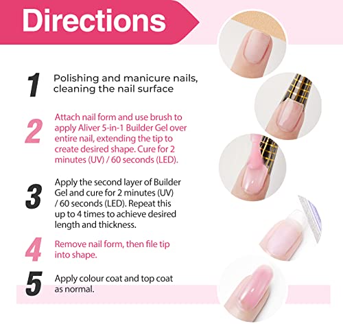 Builder Gel, 5 in 1 Nail Builder Gel, Builder Gel and Base Gel Strengthener Gel Clear Builder Gel Color in a Bottle 15ml, For Nail Art Decoration