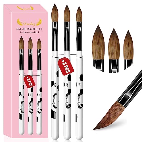 Acrylic Nail Brush Set, 3Pcs Nail Brush for Acrylic Nails, Nail Art Brushes for Acrylic Powder Application 3D Nail Carving Manicure Tools