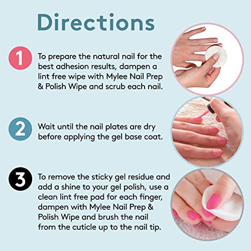 Mylee Gel Prep & Wipe Gel Nail Polish Finishing Wipe Residue Cleaner Remover 250ml + 100x Lint Free Wipes Kit, Preparation & After Care, UV LED G