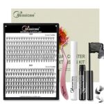 Missicee DIY Eyelash Extension Kit at Home, DIY Lash Extension Kit Reusable 3D Effect Individual Lashes Kit With 240 Pcs 10D/20D 8-12mm Cluster L