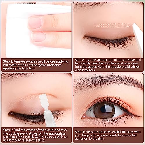 Eyelid Lifter Strips, 800 Pcs Invisible Eyelid Tape Self-Adhesive Double Eyelid Tapes Stickers Instant Eye Lid Lift with Tweezers for Hooded, Dro