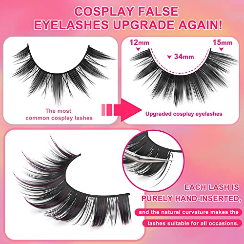 Cosplay Lashes Thick Fake Eyelashes Doll Lashes Natural Look False Eyelashes 3D Spiky Faux Mink Lashes Pack 7 Pairs Japanese Manga Eye Lashes ALI