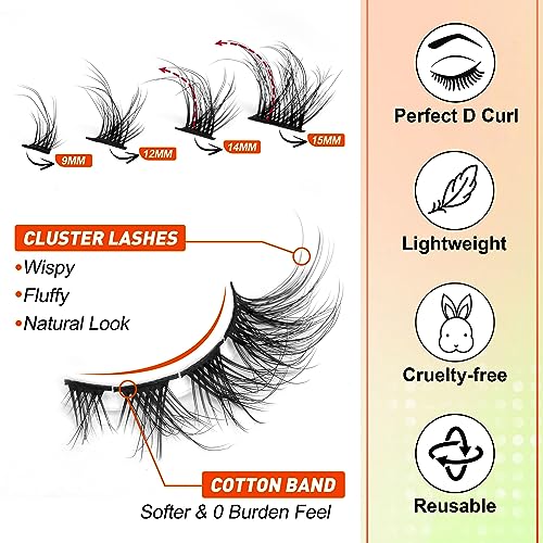Eyelashes Extension Kit Cluster Lashes Cat Eye Lashes Faux Mink Lashes With Strong Hold Bond and Seal Lashes Glue And Tweezers False Eyelashes Na