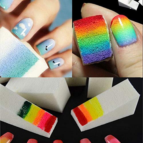 kuou 40pcs Nail Art Sponges, Triangle Make Up Sponges Cosmetic Sponge Wedges, Triangle Shape Makeup Foundation Beauty Tool
