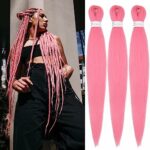 Eyjafjalla Braiding Hair Pre Stretched Long Braid 26 Inch 3 Packs Kanekalon Texture Hair Extensions Hot Water Setting Twist Braids For Women Dail