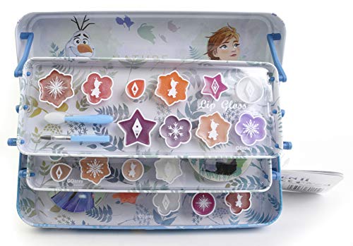 Markwins Disney Frozen Triple Layer Beauty Tin - Makeup Set for Kids - Fashion 3-Tier Colour Collection Tin with Makeup for Girls and Accessories