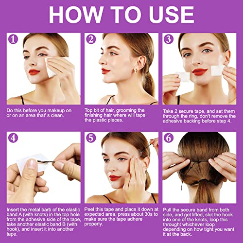 Face Lift Tape, 60 Pcs Face Tape Lifting Invisible, Eye Lift Strips,Face Lifting Tape, Lift Sticker with 8 Fixed Ropes, Make-up Face Lift Band fo