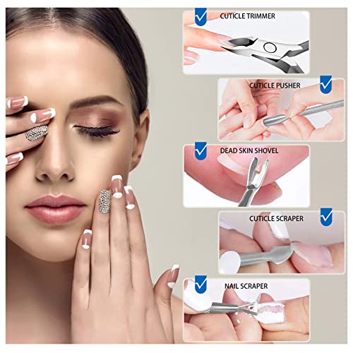 Cuticle Nippers Cuticle Pusher, 3 Pack Professional Cuticle Remover Set Stainless Steel Cuticle Cutter Cuticle Clipper Tools for Manicure and Ped