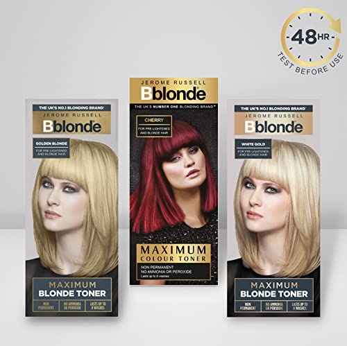 Jerome Russell Bblonde White Gold Maximum Blonde Toner – Non-Permanent Hair Toner for Pre-Lightened & Blonde Hair Colour, Hair Dye with No Ammoni