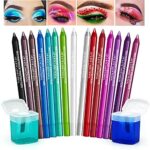 15 Colour Eyeliner Pencil Set, Waterproof Eyeliner Pen Long Lasting Colorful Eyeliner Glitter Eyeliner Kit with 2 Eyeliner Sharpener Professional