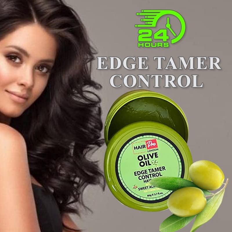 HAIRPRO LONDON OLIVE OIL EDGE CONTROL HAIR GEL INFUSED WITH SWEET ALMOND OIL 80G