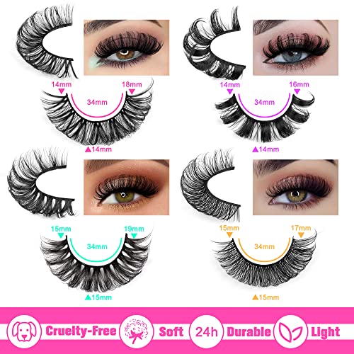 Russian Strip Lashes D Curl Fluffy False Eyelashes Natural Cat Eye Lashes Pack 8D Volume Lashes that Look Like Extensions 20 Pairs by wtvane