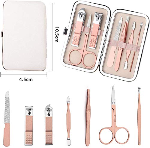 Nail Clipper Manicure Set, 7 In 1 Stainless Steel Professional Pedicure Kit Nail Scissors Grooming Kit with Black PU Leather Case for Travel & Ho