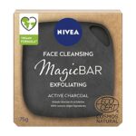NIVEA MagicBAR Exfoliating Charcoal Face Cleansing Bar (75g), Active Charcoal Face Cleanser, Plastic-Free Facial Cleansing Bar, Facial Cleanser f