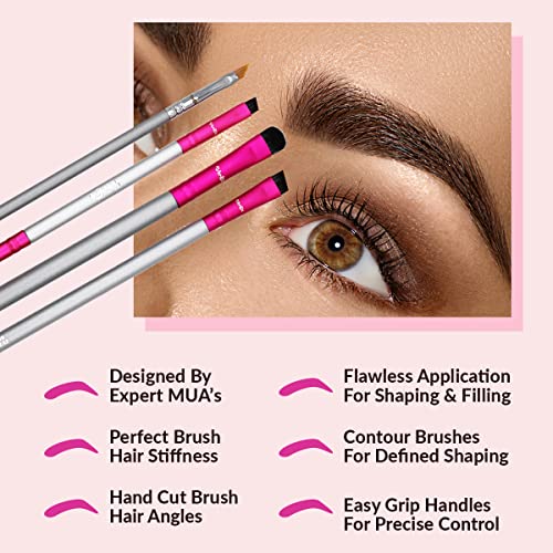 Eyebrow Brush Kit Thin Angled - Eye Brow Concealer Contour Brush to Shape and Conceal Eyes Duo Spoolie Brushes Firm Bristles Definer for Filling