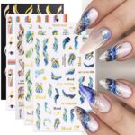 7 Sheets Marble French Tip Nail Art Stickers Decals Self-Adhesive Green Nail Supplies Nail Art Design Decoration Accessories