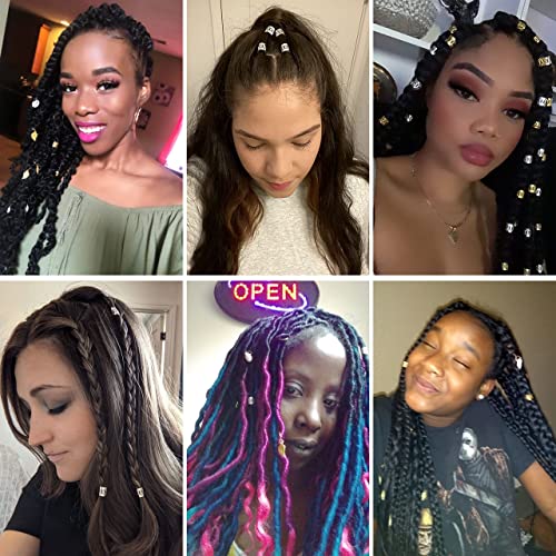 Beayuer 100 Pieces Hair Jewelry Rings Hair Decorations, Aluminum Dreadlocks beads Metal Cuffs, Including 50 Pcs Gold and 50 Pcs Silver Hair Decor