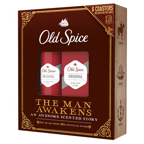 Old Spice Vintage Gift Set for men with Original Deodorant Spray & Aftershave Lotion