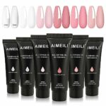 AIMEILI Poly Nail Gel Set, 6 Colors 15ml Nude Pink Brown Daily Collection Nail Extension Gel Set Builder Nail Gel French Manicure DIY Design Nail