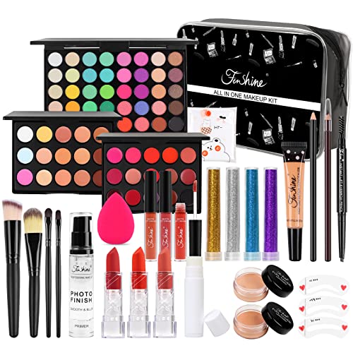 Fenshine All In One Makeup Kit Full Kit, Makeup Gift Set for Women Beginners, Makeup Essential Starter Bundle Include Eyeshadow Palette Lipstick