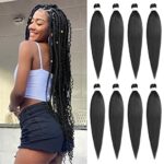 Xtrend 8 Packs 30 Inch Long Pre Stretched Braiding Hair EZ Braiding Hair Extensions for Box Braids Hot Water Setting Soft Yaki Texture Kanekalon