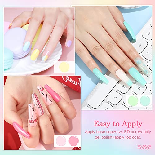 INPING Pastel Gel Nail Polish, 10 Color Spring Summer Nail Polishes Set Candy Macaroon Collection Required Soak Off UV/LED Lamp for Starter DIY N