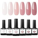 Modelones Gel Nail Polishes 6 Colors Nude Pink French Manicure Shellac Nail Polish Set Spring UV Gel Polishes Pastel Milky Pink Nail Gel Polsih M