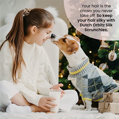 Dutch Orbitz Silk Scrunchies For Hair - 100% Mulberry Silk Hair Ties For Curly Hair - Silk Hair Scrunchies Prevent Hair Breakage - Soft, Stretchy