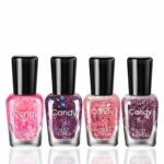 Glitter Nail Polish Nail Varnish - 4PCS Glitter Pink Nail Polish Nude Nail Varnish - Quick Drying & Long Lasting Holographic Nail Polish - Water