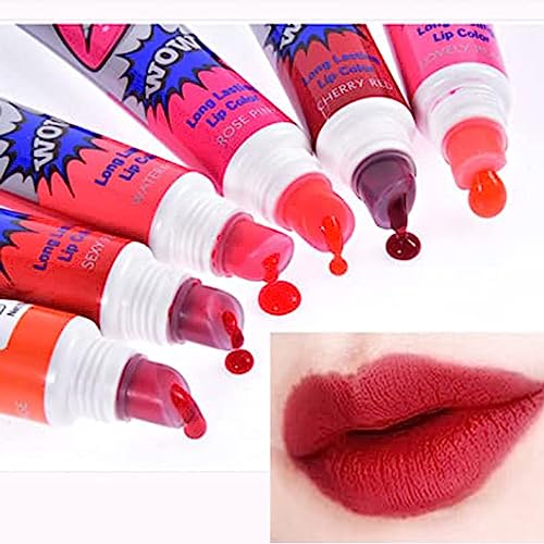 (12 Pcs) Lip Stain Peel Off, Lip Tattoo Lipstick,6 Colors Peel Off Lipstick,Waterproof Tear Lip Stain Cosmetic Gift Set for Girls,Peel off Lip St