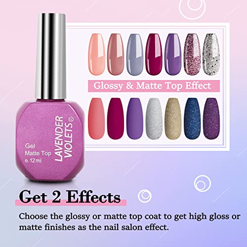 Lavender Violets 12ml Gel Nail Polishes UV LED Soak Off Varnish Manicure Pedicure F807 group (Base,Top & Matte Top coat)