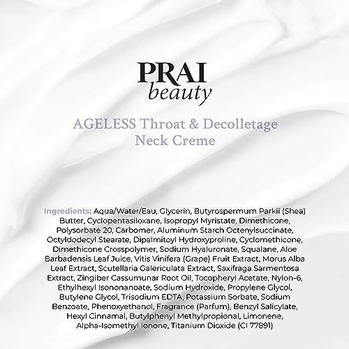PRAI Ageless Throat & Decolletage Creme (50ml) with Shea Butter and Hyaluronic Acid for Long Lasting Hydration