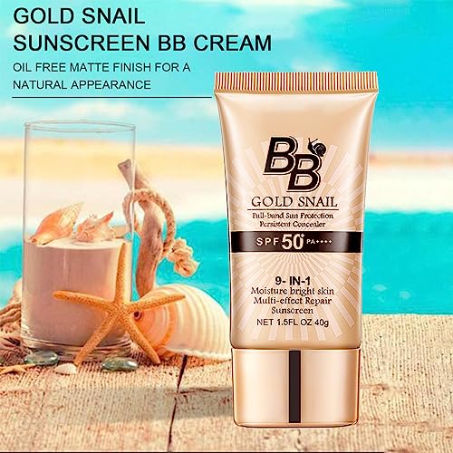 BB Cream Tinted Moisturizer with SPF,SPF50+ Gold Snail Sunscreen,Tinted Moisturizer Face Women Hydrating Moisturizing BB Cream tinted sunscreen f