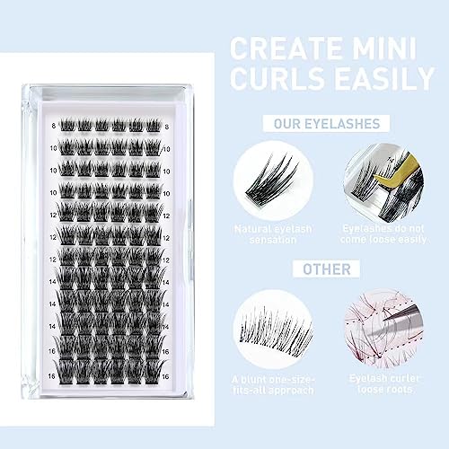 Individual Cluster Lashes, 72 PCS DIY Eyelash Extension,Natural Look Wispy Clusters Lashes 8-16MM D Curl Individual Lashes Extensions Reusable In
