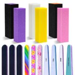 16 Pcs Nail File and Buffers Set, Eleanore's Diary 150/180/240/1000/4000 Grit Professional Nail File Buffer Sanding Blocks Nail File Manicure Too