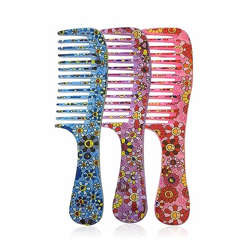 Hair Comb Detangling Comb Wide Tooth Comb Portable Shower Comb For Curly Wet Dry Long Short Straight Detangling Hairs Flat Round Teeth Heat Resis