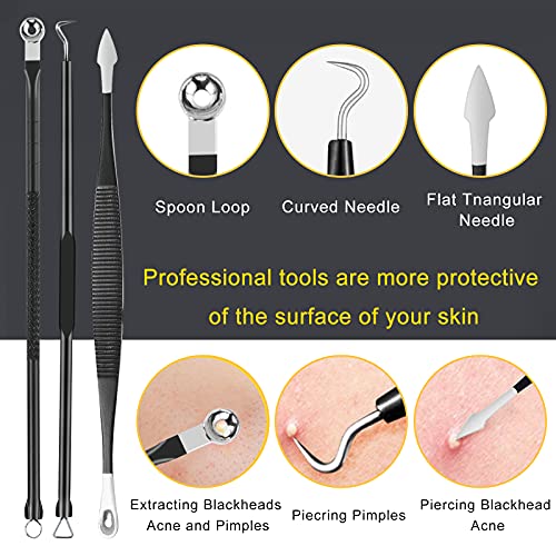 Boxoyx Pimple Popper Tool Kit - 10Pcs Blackhead Remover Comedone Extractor Tool Kit with Metal Case for Quick and Easy Removal of Pimples, Blackh